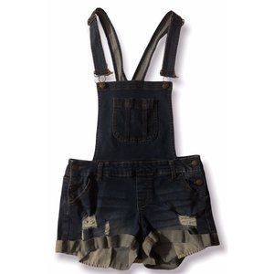 Wax Jean Overall Denim Shorts Junior Size S Color Blue Distressed Stretchable